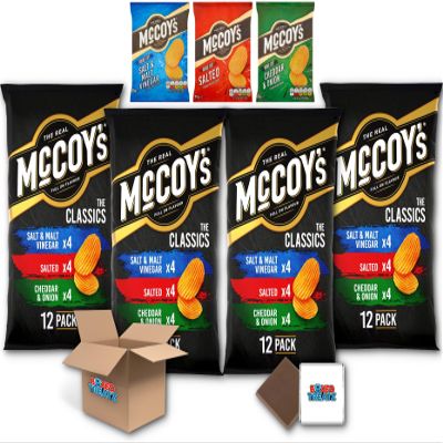 Mccoy's Classic Variety Potato Crisps Snack Box | Salt & Malt Vinegar, Salted Flavour, Cheddar & Onion | 48 X 25G Boxed Treatz