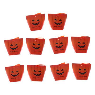 KOMBIUDA 10pcs Diy Happy Halloween Pumpkin Candy Bag Nougat Box Party Supplies Candy Paper Boxes for Birthday Wedding
