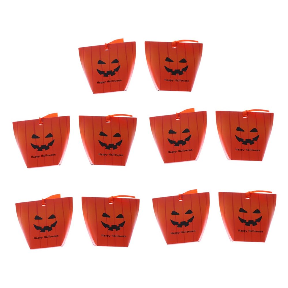 KOMBIUDA 10pcs Diy Happy Halloween Pumpkin Candy Bag Nougat Box Party Supplies Candy Paper Boxes for Birthday Wedding