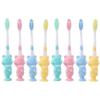Cartoon Childrens Toothbrush 4pcs Cute Cleaning Teeth Brushing with Suction Cup Manual Short Handle Toothbrush for Kids view 1