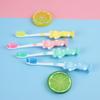 Cartoon Childrens Toothbrush 4pcs Cute Cleaning Teeth Brushing with Suction Cup Manual Short Handle Toothbrush for Kids view 2