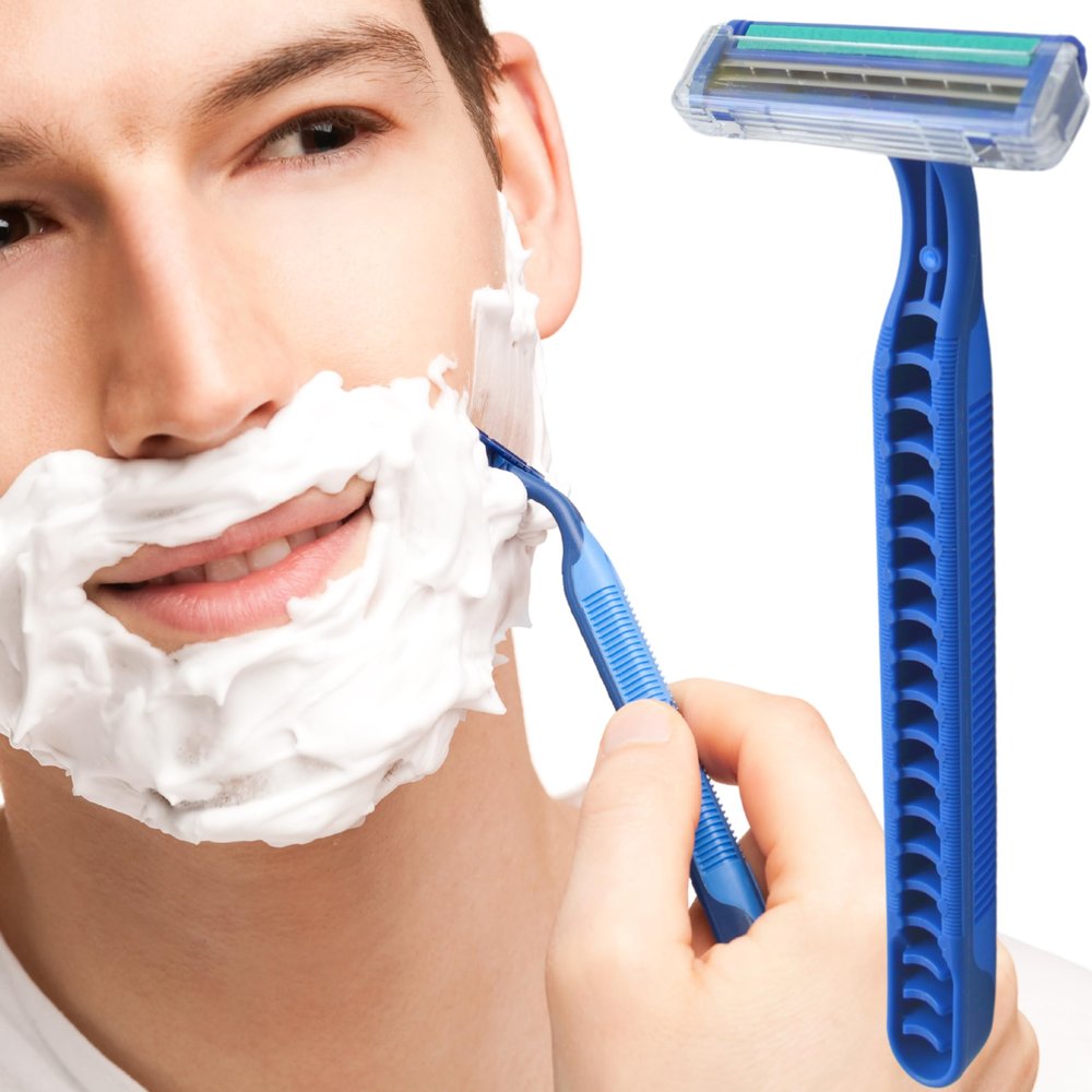 Mens Razor (15 pack) Double Blade Razor for Men Women Disposable Razors with Ergonomic Handle Blades Chrome Coating Sharp Shaver Smooth Facial Hair Removal, Reduce Shaving burn