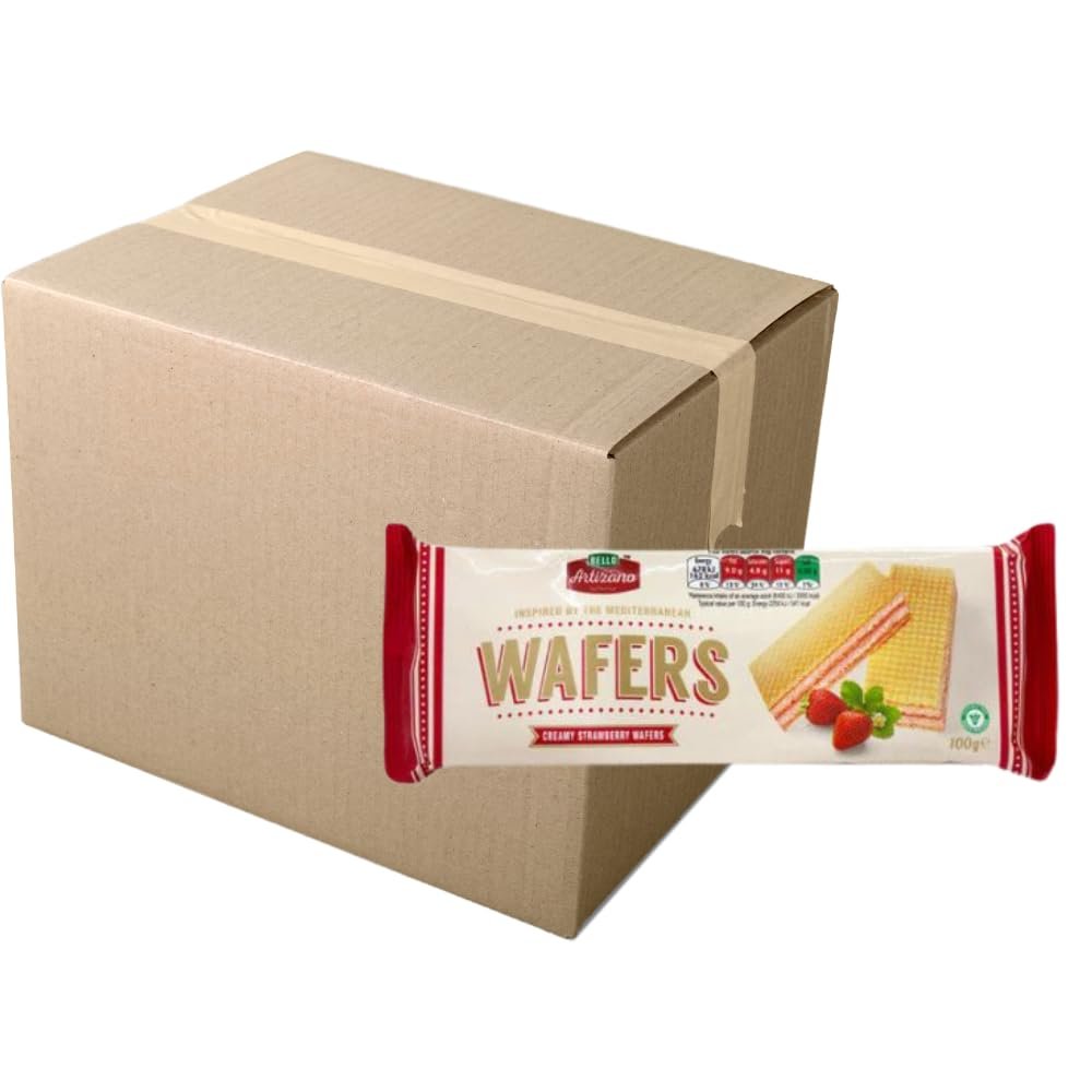 Bello Artizano Cream Wafers Suitable for Vegetarian 100g X8 | FabFinds Mug (Creamy Strawberry, 20 Pack)