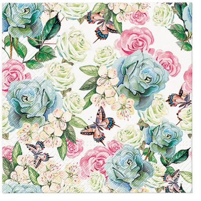 20 Napkins Flowers Spring Flowers in Bright Colours as Table Decoration Paper Napkins with Motif Also for Decoupage and Decoupage 33 x 33 cm