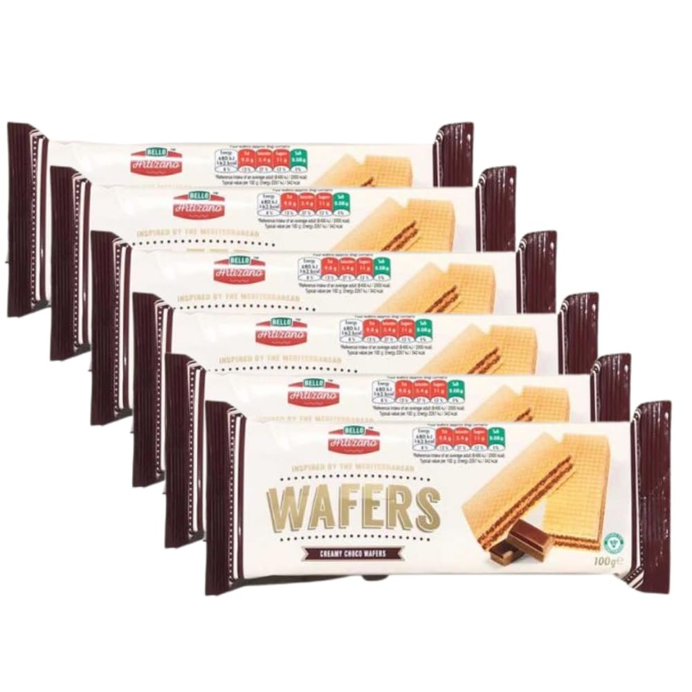 Bello Artizano Cream Wafers Suitable for Vegetarian 100g X8 | FabFinds Mug (Creamy Choco, 6 Pack)