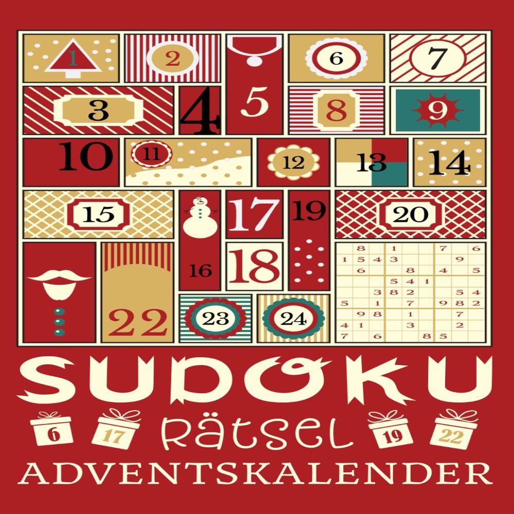 Sudoku Rtsel-Adventskalender: 24 Tage Adventskalender zum Knobeln | Mini Buchadventskalender im A6 Format  Kleinigkeit zum verschenken | Sudokubuch Weihnachtskalender fr Jugendliche & Erwachsene