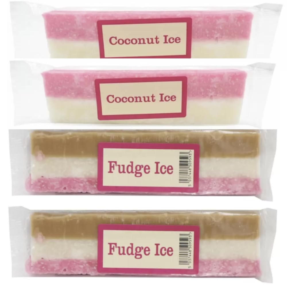 Gift set of 2 Coconut Ice bars and 2 Fudge Ice bars | Four bars of 130g each