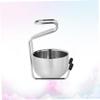 POPETPOP Stainless Steel Brush Stand Holder Set Bear Brush Holder for Safety Stylish Stand Soap Bowl Men's Grooming view 3