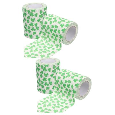 ABOOFAN 2sets Shamrock Printed Green Bathroom Tissue Paper Rolls Soft Comfortable Toilet Paper 2rolls*2