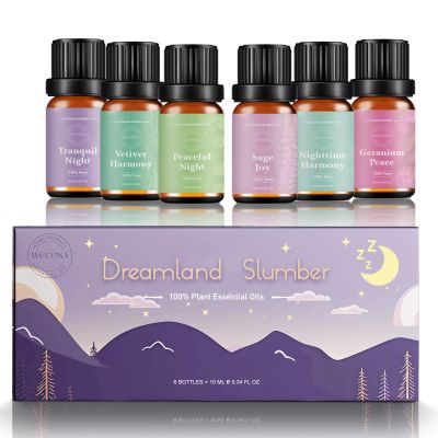 WECONA Essential Oils for Diffusers for Home - Sleep Aromatherapy Oils Set for Humidifiers, 6x10ml - Essential Oil Blends Including Lavender, Cedar, Sweet Orange, Geranium, Roman Chamomile