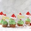 Keaziu 24 Pack One Christmas Cupcake Toppers Picks Gold Christmas Hat Celebrate Christmas Cupcake for Christmas Theme Birthday Party Cake Decorations Supplies Gold view 2
