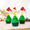 Keaziu 24 Pack One Christmas Cupcake Toppers Picks Gold Christmas Hat Celebrate Christmas Cupcake for Christmas Theme Birthday Party Cake Decorations Supplies Gold view 4
