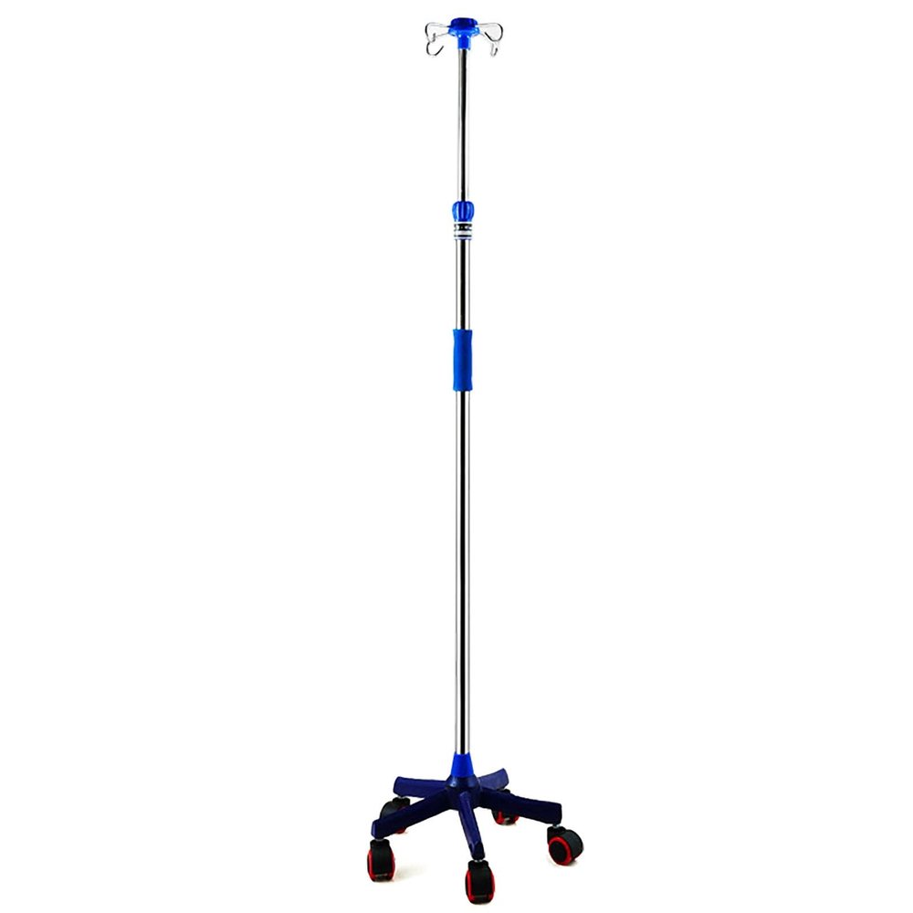 IV Pole, IV Stand Poles Portable Infusion Stand IV Bag Holder with 4 Hooks Used in Hospitals, Clinics, Wheelchairs and Beds (Color : No wheels, Size : Plum blossom 5 legs)