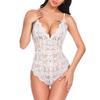 compulsoryking Women Sexy Transparent Strap Dress Pajama Lingerie Lace Trim Mesh Underwear See Through Jockstrap Jumpsuit (White,Large) view 1