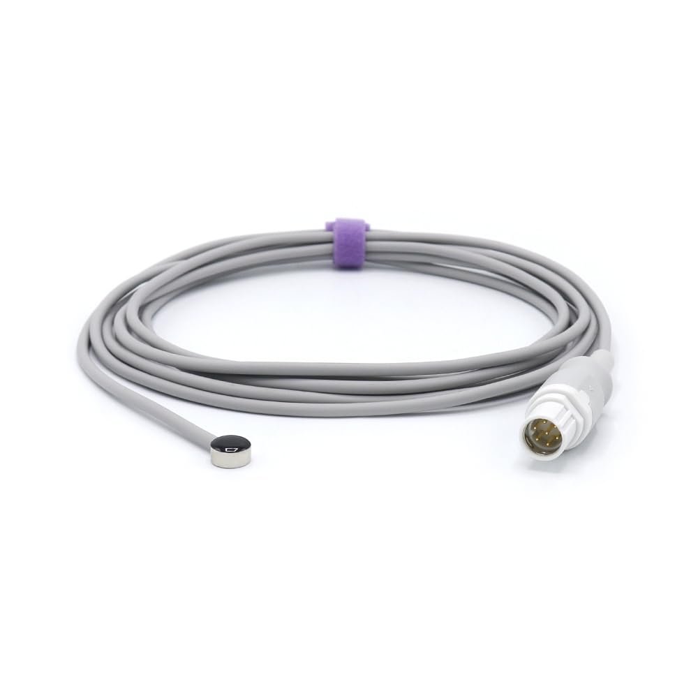 skmeditec Compatible with Draeger Siemens Reusable Temperature Probe, 9.8FT Adult Skin Sensor Cable with 7 Pins Round Connector