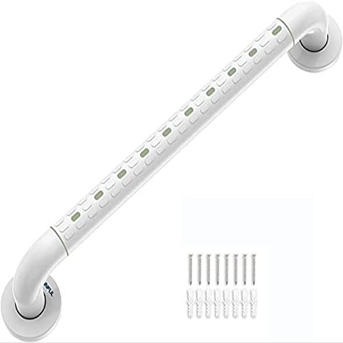 KANBUN Grab Bars,Shower Grab Bars Stainless Steel Shower Grab Bar with Plastic-Plated Finish(Anti-Slip Grip, Luminous Circles) and Cover Flange, Bathroom Handicap Handrails (48cm)