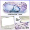 Zettokete 2 in 1 Contact Lens and Glasses Case,Double Sided Dual Use Design with Mirror, Tweezer and Contact Lens Solution Bottle,Portable Soak Storage Kit for Travel,Office(Purple Marble) view 3