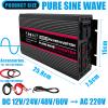 1000W-4000W Pure Sine Wave Inverter, DC 12V-60V To AC 220V Car Inverter, With Ac Socket + LED Display, Travel, Camping, Home,3000W-24V view 3