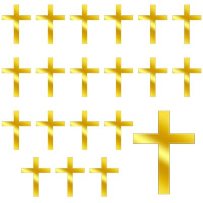 20pcs Cross Cake Topper, Baptism Cake Toppers Gold Mirror Acrylic Cross Christening Cupcake Topper Cross Cake Decorations for Birthday Party Baptism Wedding Christian