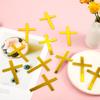 20pcs Cross Cake Topper, Baptism Cake Toppers Gold Mirror Acrylic Cross Christening Cupcake Topper Cross Cake Decorations for Birthday Party Baptism Wedding Christian view 4