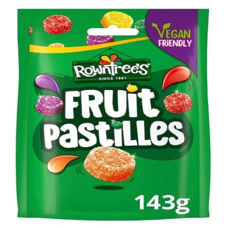 3 x Rowntree's Fruit Pastilles Sweets Sharing Bag 143g Delicious Tasty And Twisty Treat Gift Hamper For Birthday,Christmas,Easter Sold By Kidzbuzz