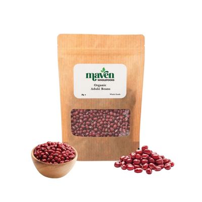 Maven wholefoods Organic Aduki (Adzuki) Beans 2kg | Raw | GMO Free | High Fibre & Protein | Certified Organic | Suitable for Vegetarian & Vegan | Packed Fresh in Resealable Bags