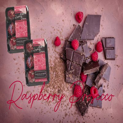 Handmade Belgian Milk Chocolates with Raspberry & Prosecco Cream 6 Pack, Gourmet Gift, Luxury Sweets, Soft Centre