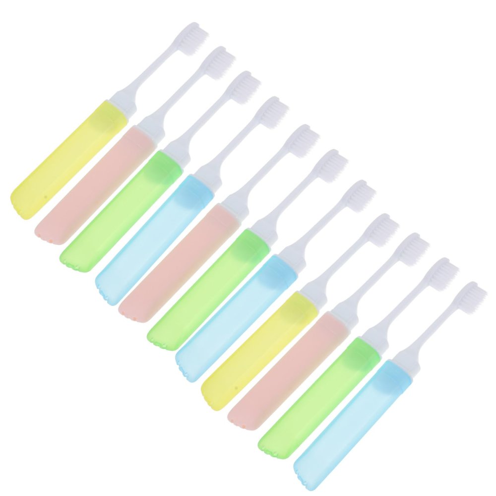 UTHCLO 12pcs Portable Folding Toothbrushes Orthodontic Braces Soft Bristle Travel Tooth Brush for Meticulous Cleaning Random Color