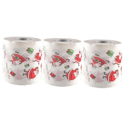Amosfun 3pcs Christmas Toilet Paper Santa Printing Novelty Roll Tissue for Holiday Bathroom Decor
