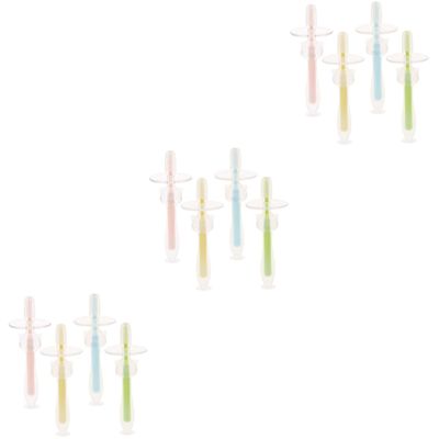 POPETPOP 12pcs Silicone Toothbrushes for Toddlers Suction Base Oral Cleaning Toothbrush for Brushing Teeth at Home