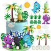 Dinosaur Cake Toppers Clay Dinosaurs Palm Leaves Dinosaur Eggs for Boy Girl Kid Birthday Baby Shower Dinosaur Theme Jungle Party Supplies (Multicolor) view 1