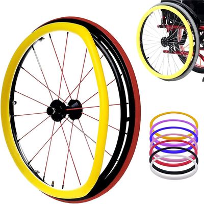 24 Inch Wheelchair Push Rim Covers, 1 Pair Non-Slip Wheelchair Push Ring Protective Cover Abrasion Resistant Hand Push Cover, Improve Grip and Traction (Yellow)