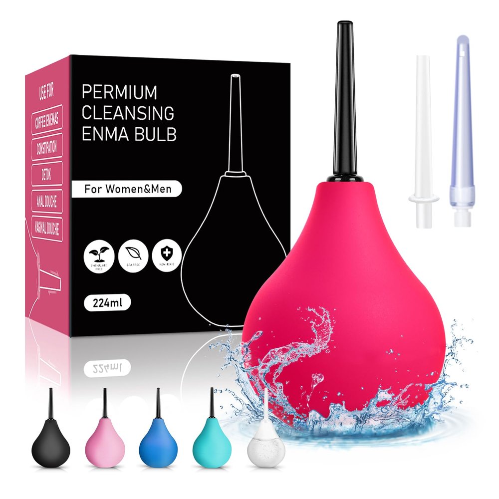 Anal Douche Enema Kit - 224ml Enema Bulb with 3 Replaceable Nozzles, Douche Bulb Douches for Men Women, Shower Douche Enemas at Home Kit for Personal Hygiene & Travel