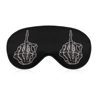 Fuck Middle Finge Skull Sleep Mask Soft Blindfold Portable Eye Mask with Adjustable Strap for Men Women