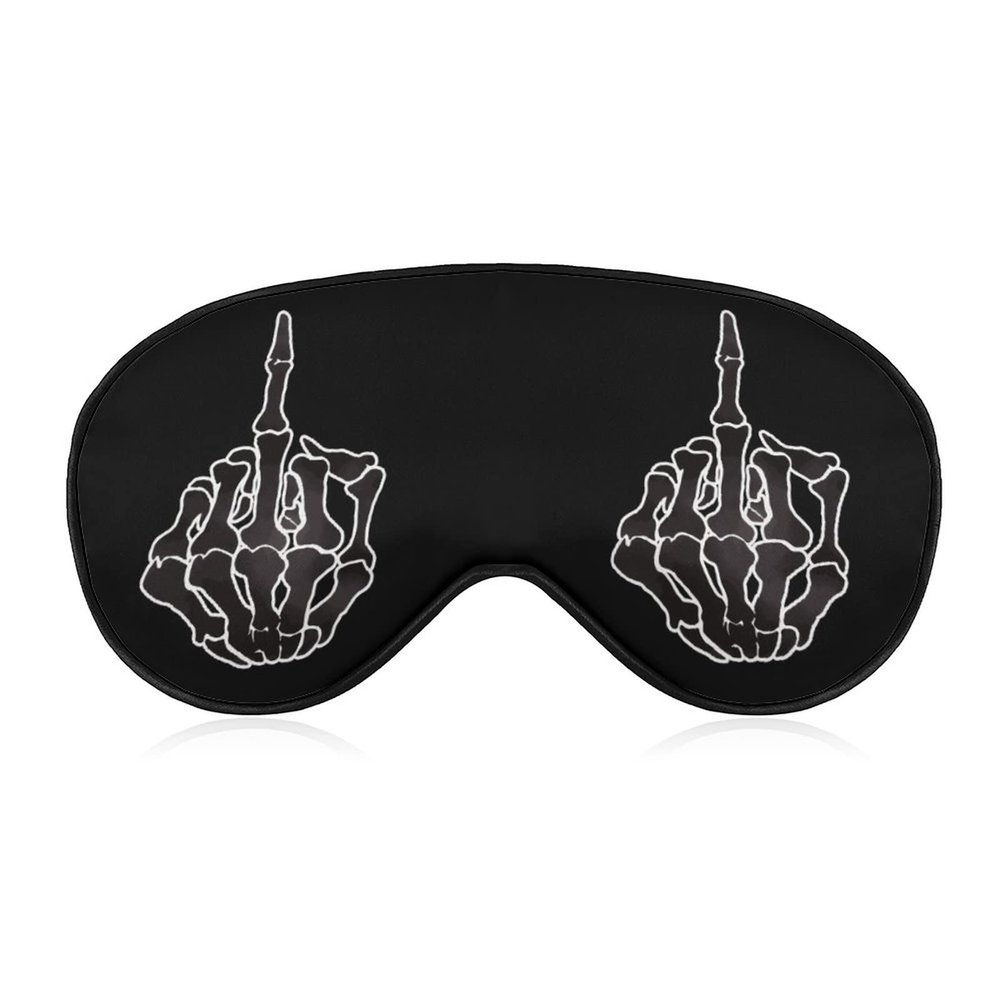 Fuck Middle Finge Skull Sleep Mask Soft Blindfold Portable Eye Mask with Adjustable Strap for Men Women