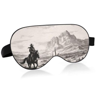 Western Desert Cowboy Sleep Mask Lightweight Soft Breathable Eye Mask with Adjustable Strap Blackout Eye Mask for Women Men for Travel Night Sleeping