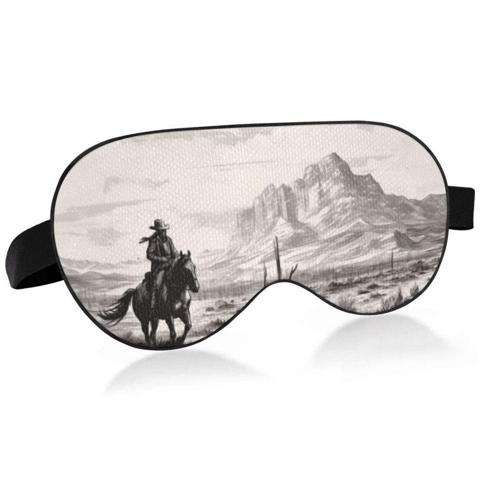 Western Desert Cowboy Sleep Mask Lightweight Soft Breathable Eye Mask with Adjustable Strap Blackout Eye Mask for Women Men for Travel Night Sleeping