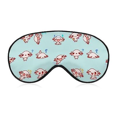 Adjustable Strap Sleep Mask for Men and Women - Cute Axolotl Design, Blocks Light, Perfect for Sleeping, Night Travel, and Naps