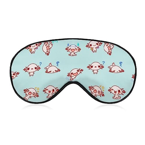 Adjustable Strap Sleep Mask for Men and Women - Cute Axolotl Design, Blocks Light, Perfect for Sleeping, Night Travel, and Naps