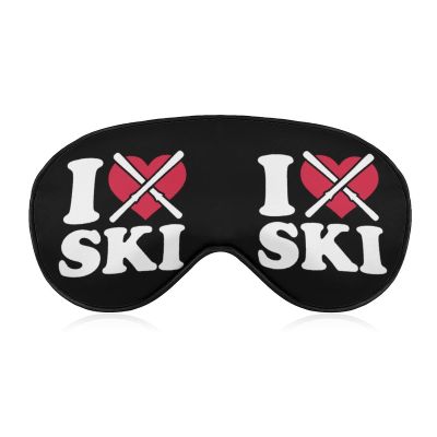 I Love Ski Skier Sleep Mask Soft Blindfold Portable Eye Mask with Adjustable Strap for Men Women