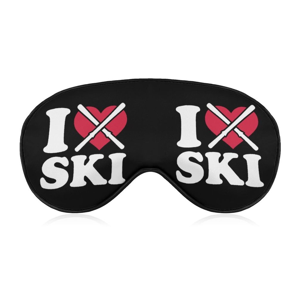I Love Ski Skier Sleep Mask Soft Blindfold Portable Eye Mask with Adjustable Strap for Men Women