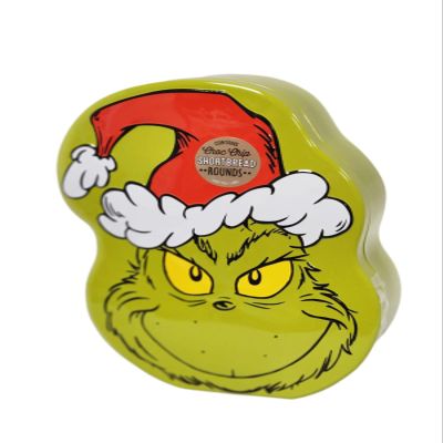 Whimsical Grinch Tin Delight Choc Chip Round Shortbread with a Festive Twist