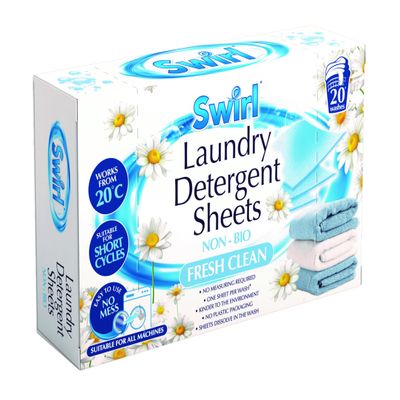 20pk Laundry Detergent Sheets Non-Bio Fresh Clean - 20 Wash