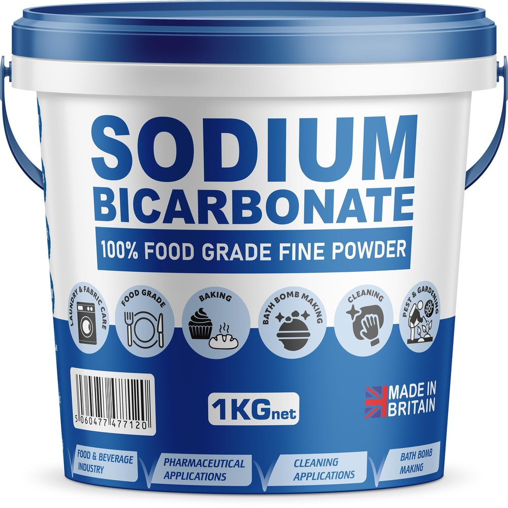 Baking Soda, Sodium Bicarbonate 100% Pure Food Grade Bicarb Bicarbonate Baking Soda Bucket for Cooking, Cleaning, Baking, Bath Bombs, Odours, Teeth MADE in UK by PSN (1KG)