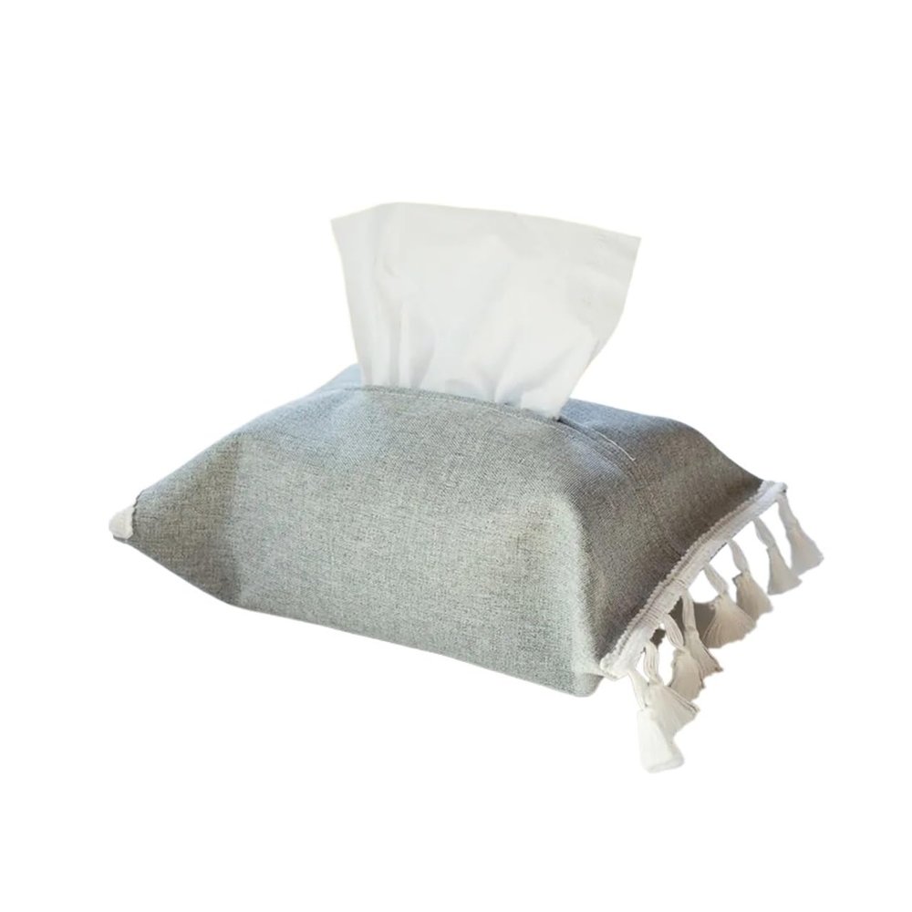 1PC Paper Towel Box Solid Color Paper Drawer Cloth Art Paper Drawer Set Home Car Hotel Cotton Linen Paper Towel Bag (Color : Gray)