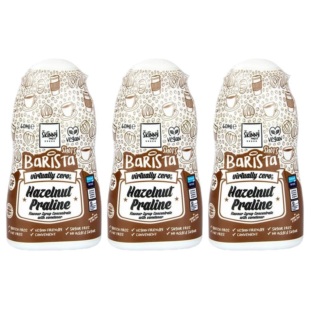 3 x 60ml Hazelnut Praline Syrup Concentrate Hot Drink Ice Cream Coffee Pan Cake Topping Flavour Vegan