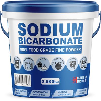Baking Soda, Sodium Bicarbonate 100% Pure Food Grade Bicarb Bicarbonate Baking Soda Bucket for Cooking, Cleaning, Baking, Bath Bombs, Odours, Teeth MADE in UK by PSN (2.5KG)