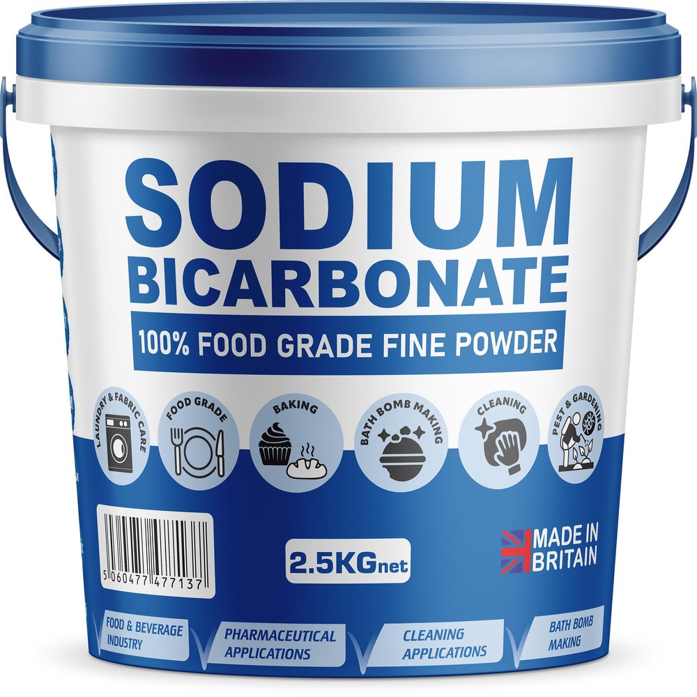 Baking Soda, Sodium Bicarbonate 100% Pure Food Grade Bicarb Bicarbonate Baking Soda Bucket for Cooking, Cleaning, Baking, Bath Bombs, Odours, Teeth MADE in UK by PSN (2.5KG)