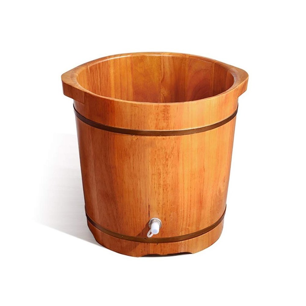 PACUM Bucket For Foot Bath,Sauna Accessories Sauna Bucket Water Bucket,Handmade Wooden Footbath Tubs,Foot Relaxing Barrel Present vision