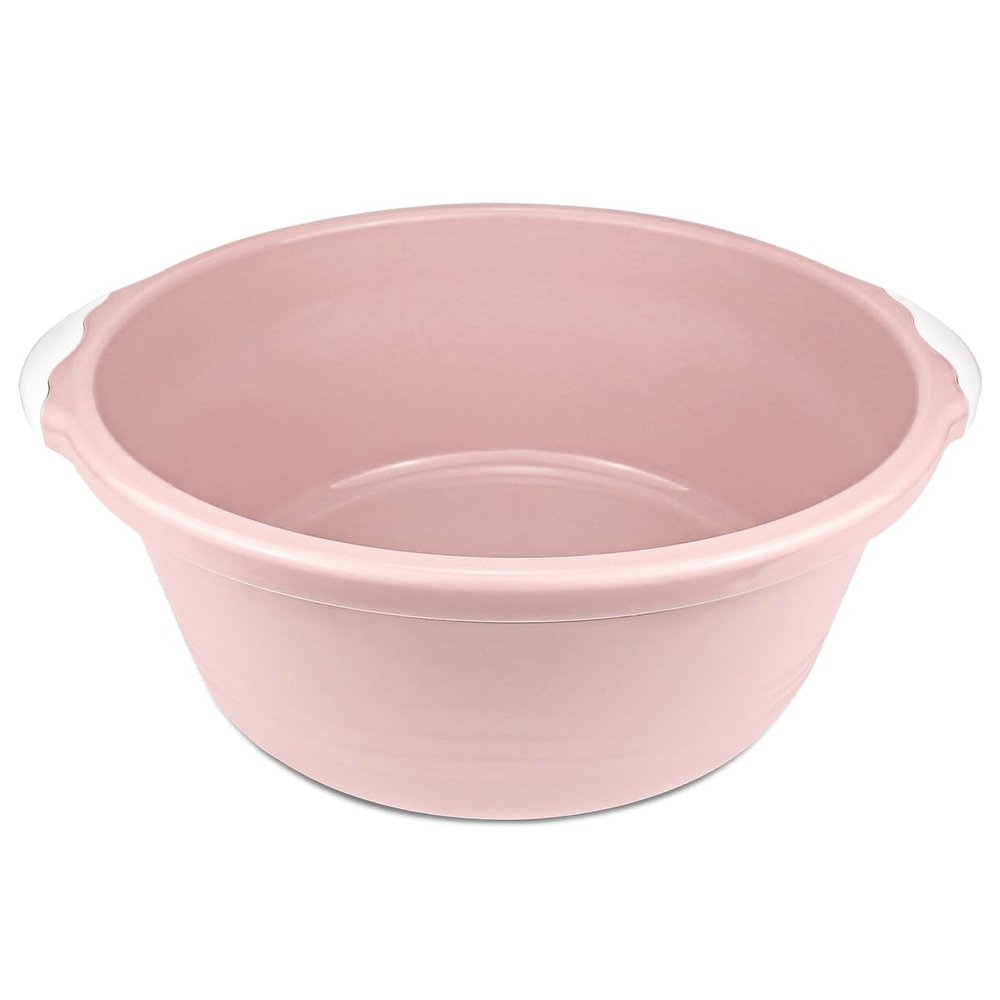 1Pcs Round Wash Basin Plastic Versatile Household Home Wash Basin for Face Cleansing, Home Kitchen Sink Outdoor IndoorMedium Pink